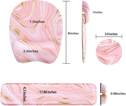 Keyboard Wrist Rest Mouse Pad Wrist Support for Computer Desktop/Laptop/Notebook Memory Foam Keyboard Pad Ergonomic Hand Rest Wrist Cushion for Home Office Gaming - Pink Fluid