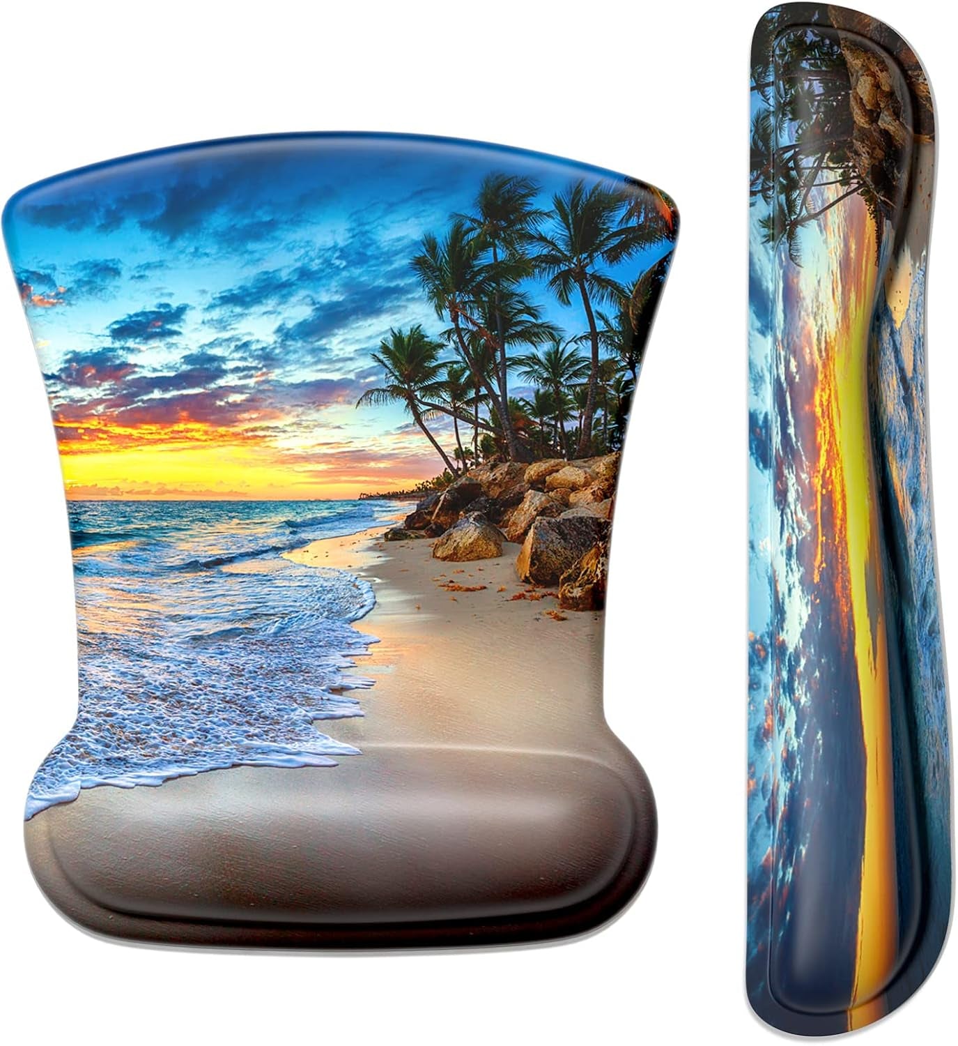 Mouse Pad Wrist Support Keyboard Wrist Rest Pad Ergonomic Mousepad Non-Slip Memory Foam Keyboard Pad Easy Typing Pain Relief Perfect for PC Laptop Gaming Office, Beach