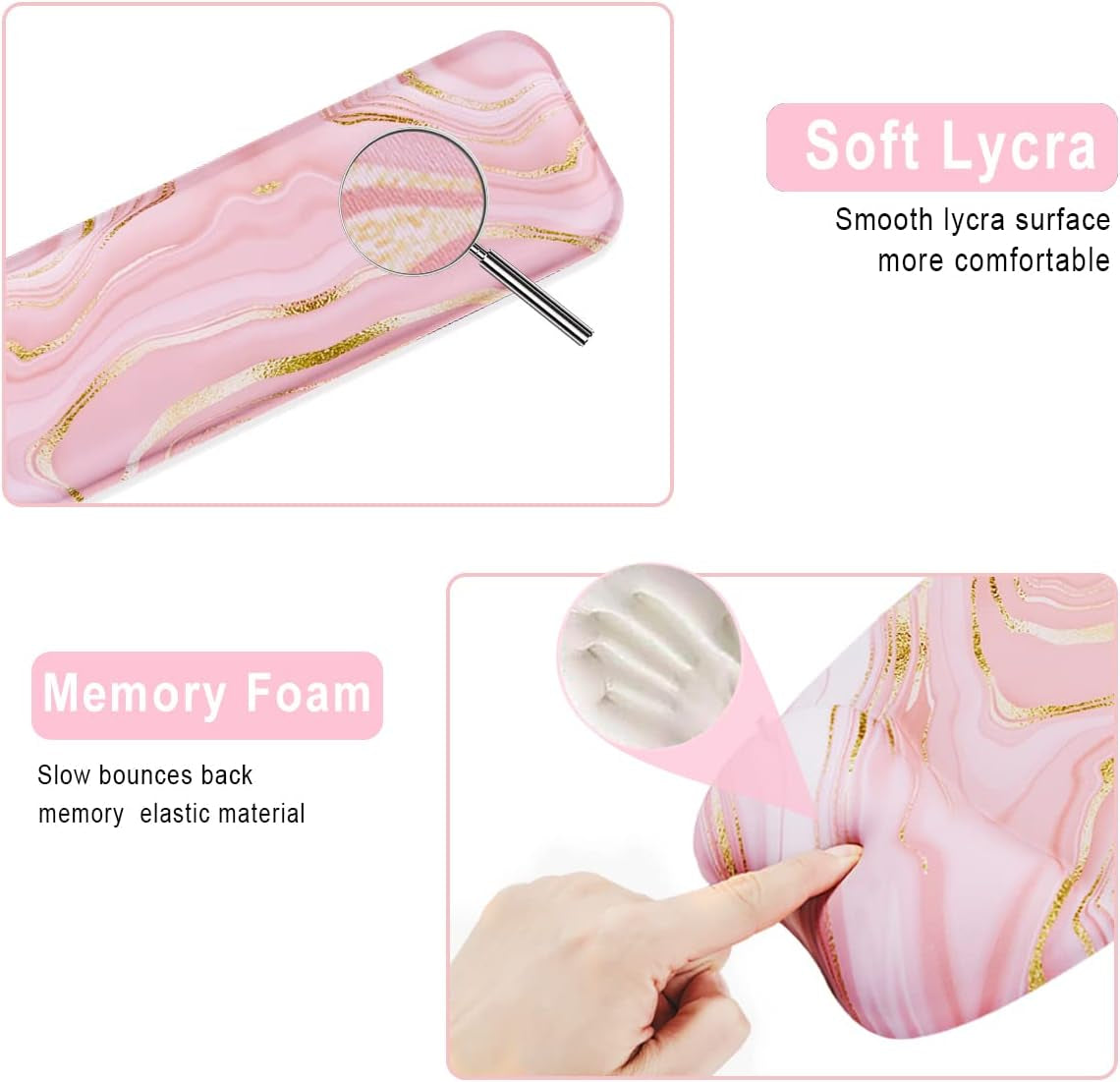 Keyboard Wrist Rest Mouse Pad Wrist Support for Computer Desktop/Laptop/Notebook Memory Foam Keyboard Pad Ergonomic Hand Rest Wrist Cushion for Home Office Gaming - Pink Fluid